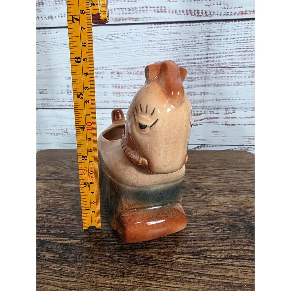 VTG Ceramic Horse Planter Woodland Animal Brown Glazed